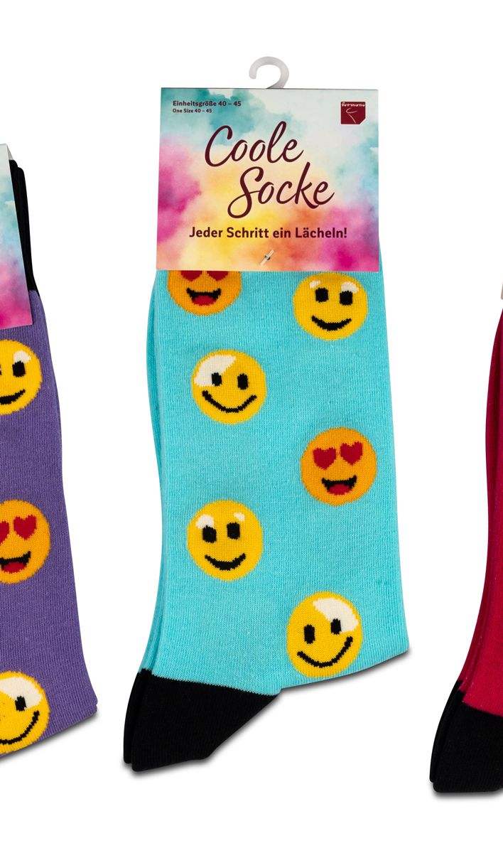 Bild von formano Coole Socke Emoji hellblau Smiley