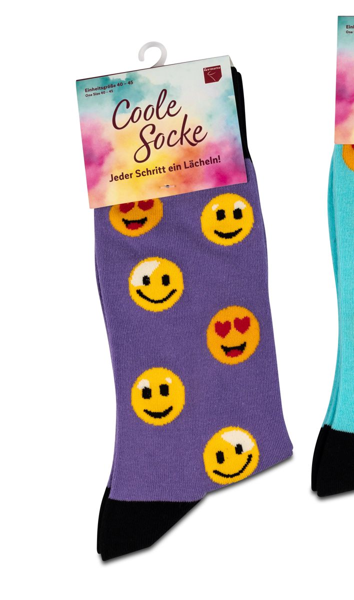 Bild von formano Coole Socke Emoji lila Smiley