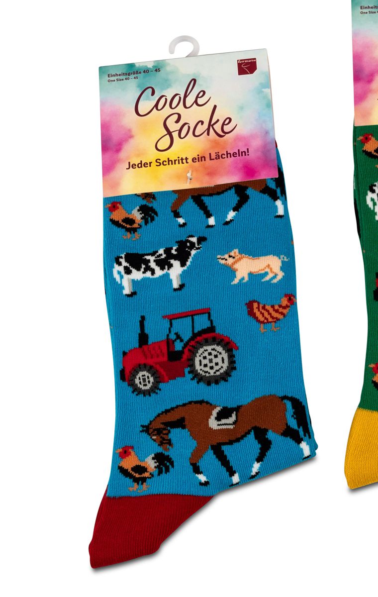 Bild von formano Coole Socke Bauernhof blau 