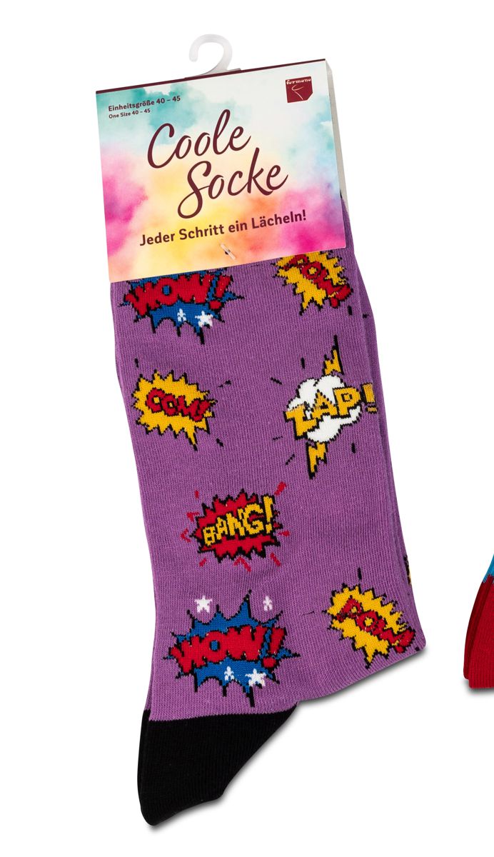 Bild von formano Coole Socke WOW! Sprechblase lila