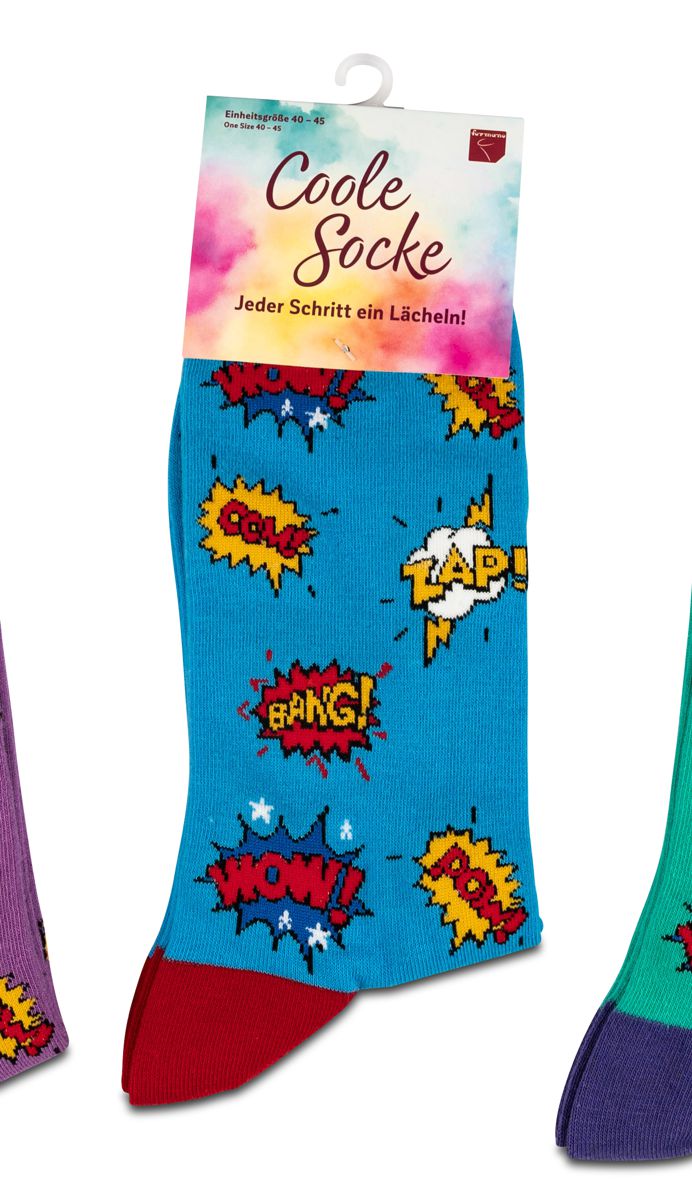 Bild von formano Coole Socke WOW! Sprechblase blau