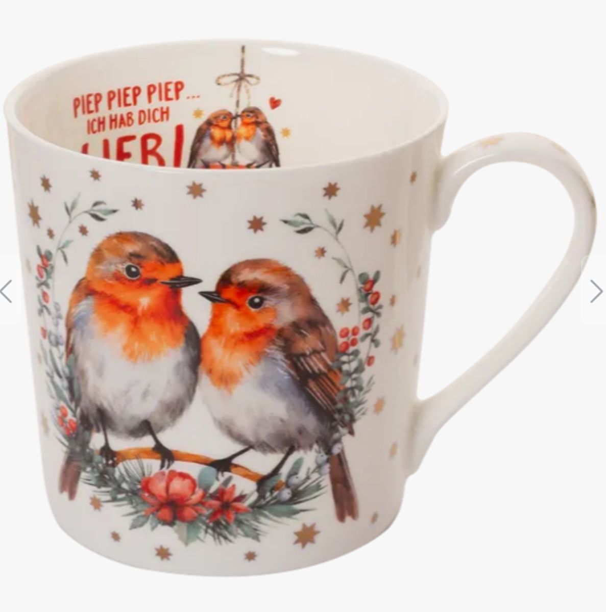 Bild von Tasse Rotkehlchenliebe Jumbobecher 400 ml Fine Bone China 