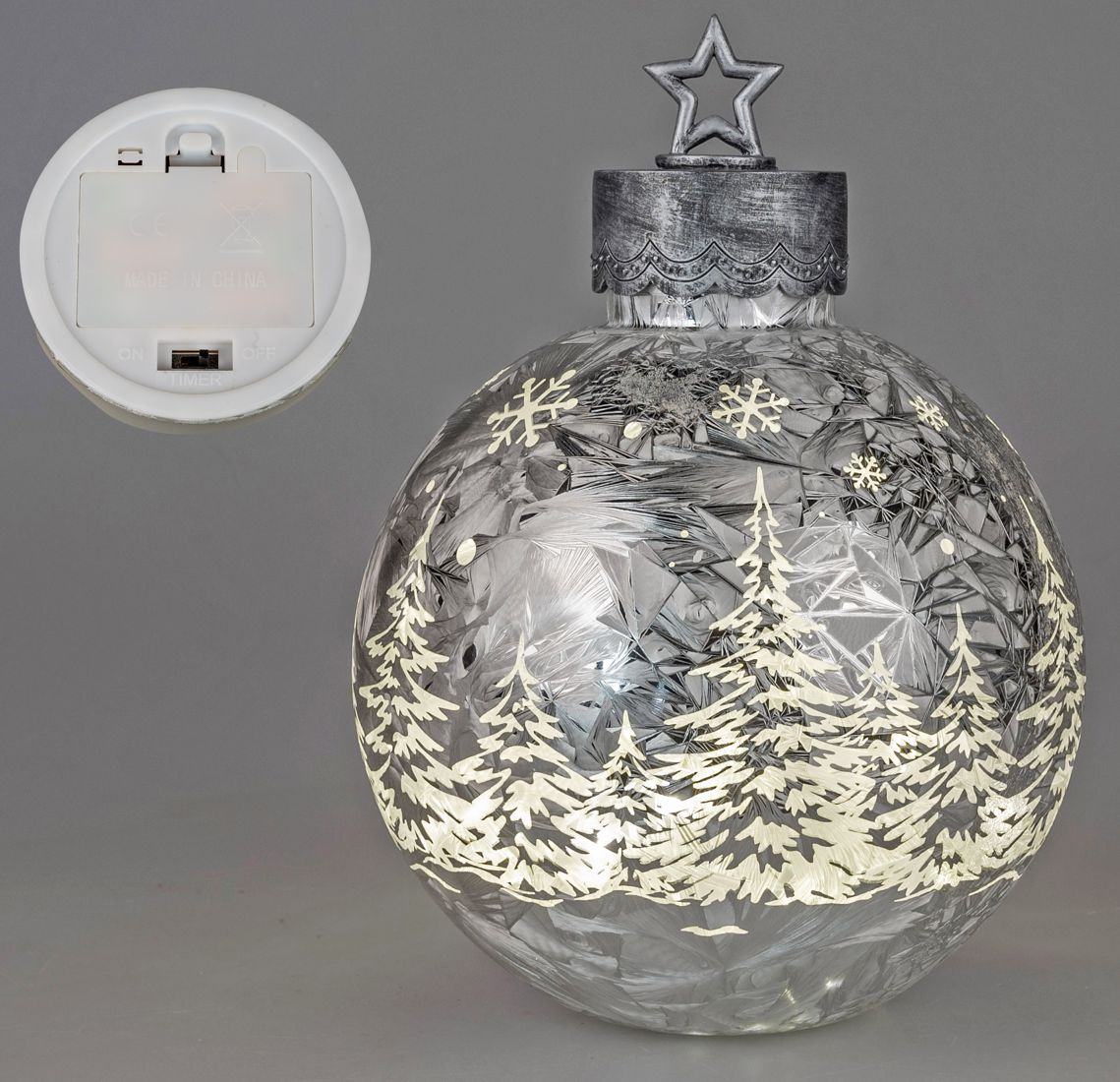 Bild von Deko-Licht Kugel LED XXL Frosty silber 30 und 35 cm