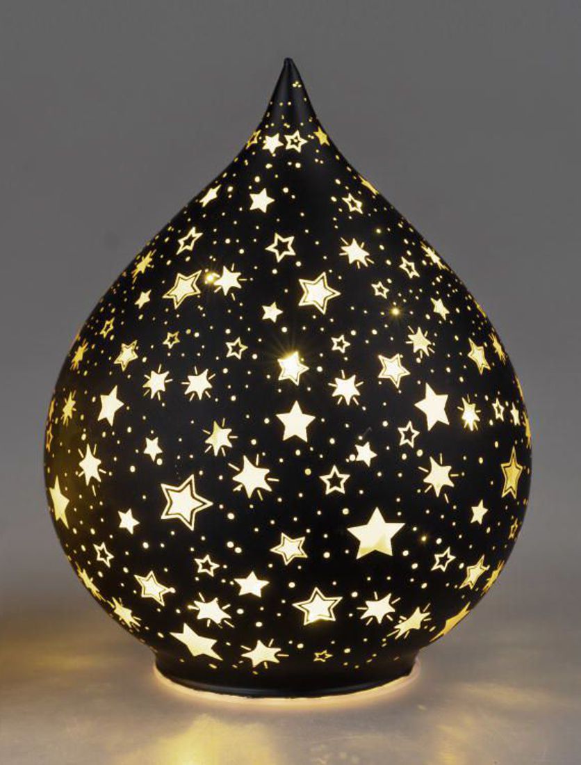 Bild von Deko-Licht Tropfenform LED Sterne schwarz gold 19cm 24cm