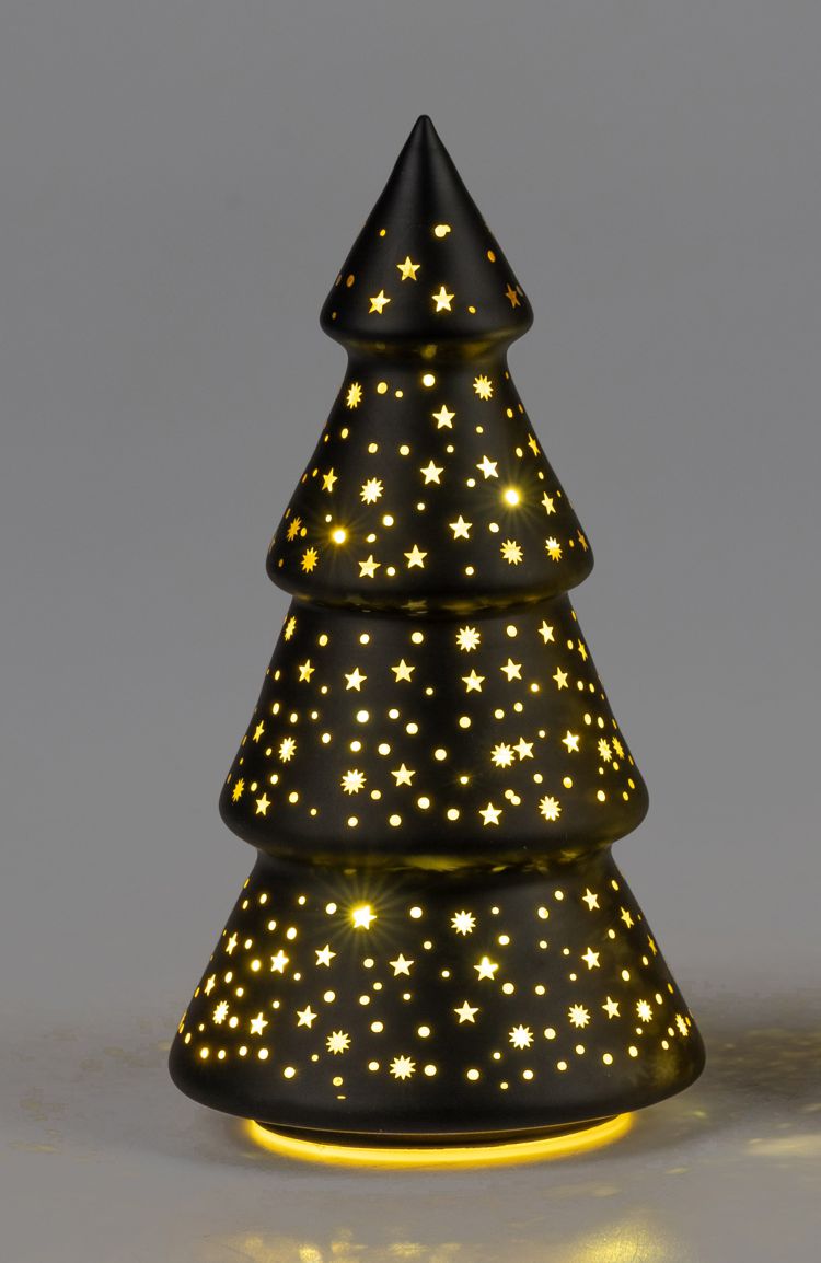Bild von Deko-Licht LED Baum Sterne schwarz gold 20cm 25cm
