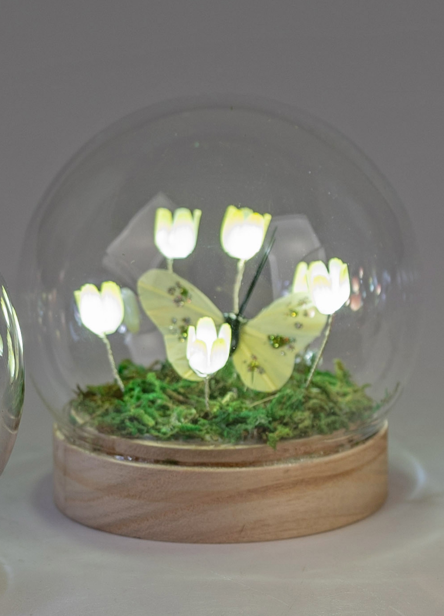 Bild von Deko-Licht Kugel LED Blumen Schmetterling gelb 10cm 12cm