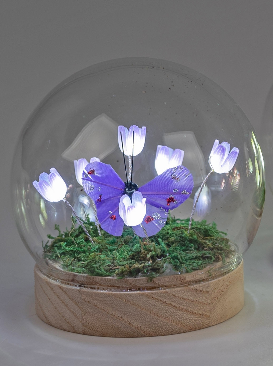 Bild von Deko-Licht Kugel LED Blumen Schmetterling lila 10cm 12cm