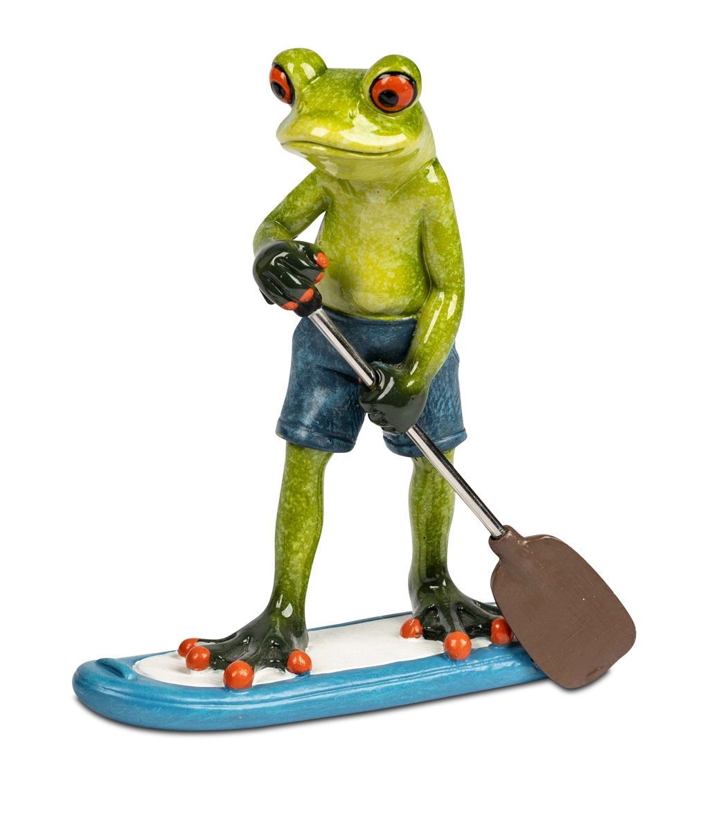 Bild von formano Dekofigur Frosch Mann Stand Up Paddle Board SUP