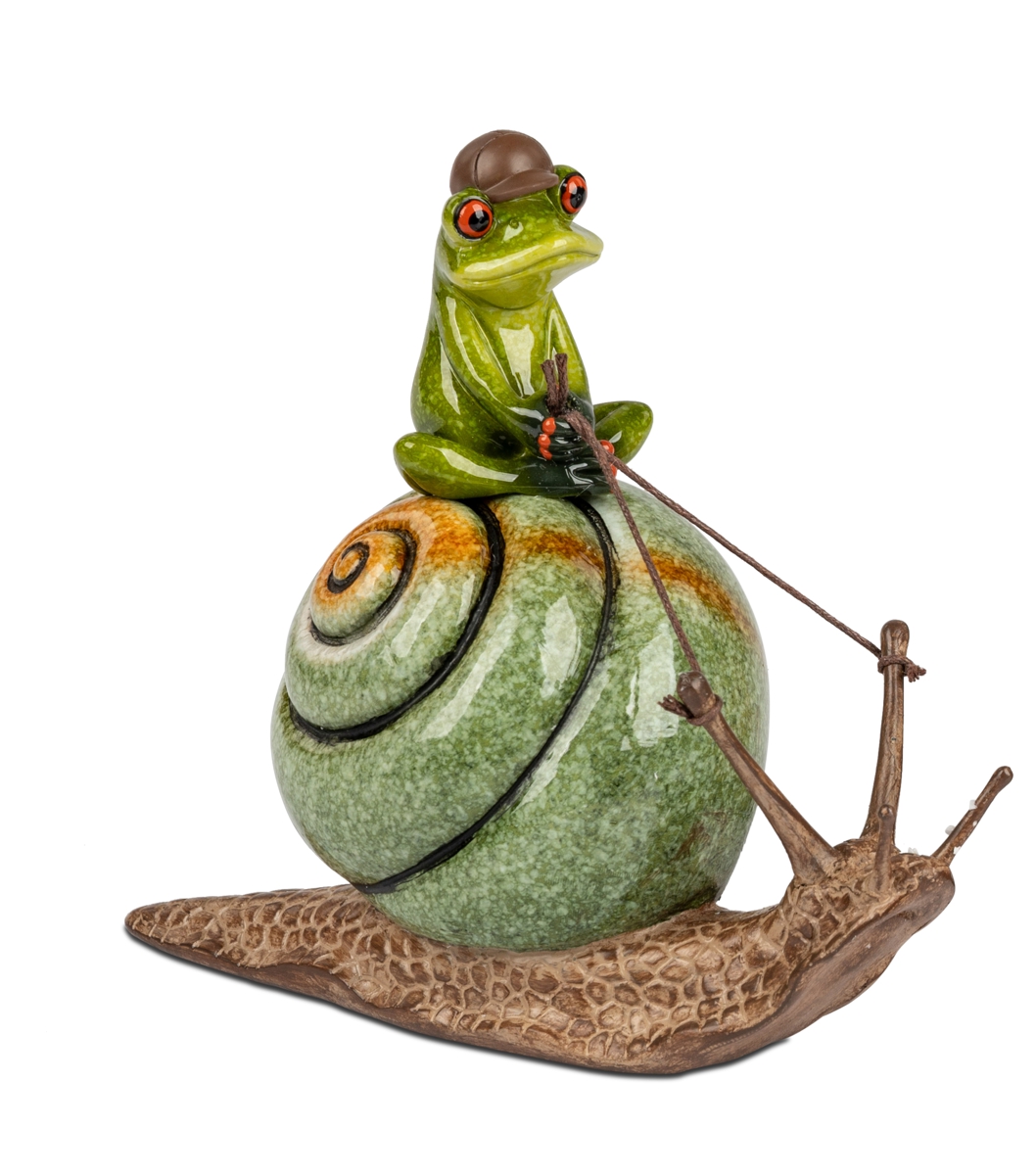 Bild von formano Dekofigur Frosch reitet auf Schnecke grün