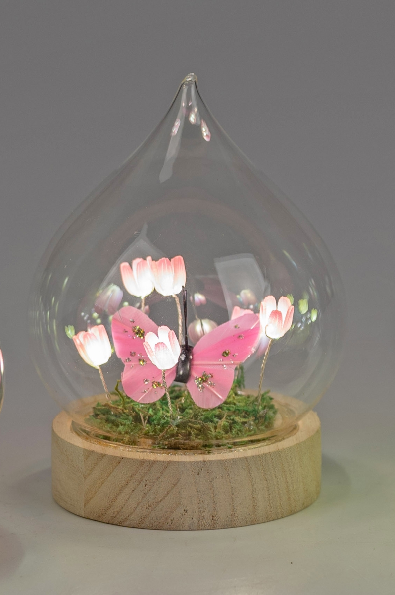 Bild von Deko-Licht LED Tropfen Blumen Schmetterling pink 14cm 17cm