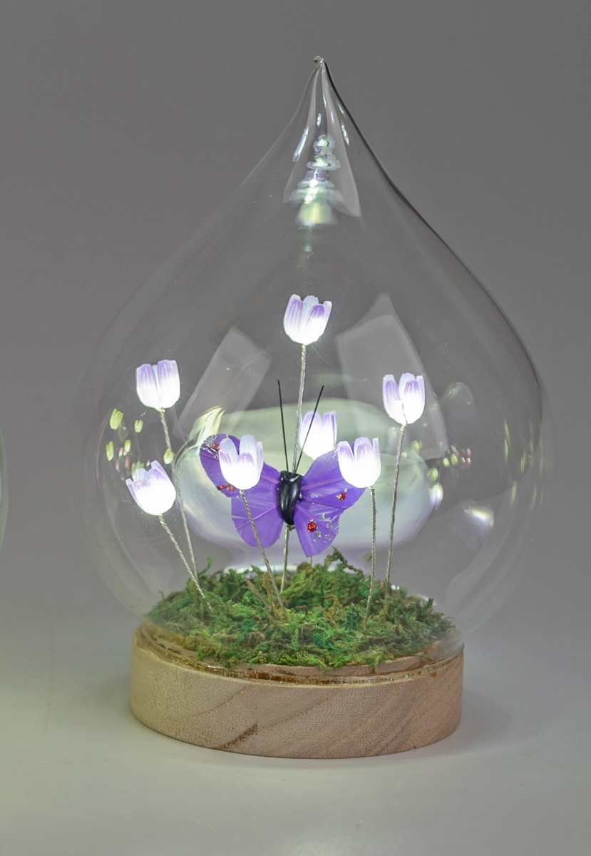 Bild von Deko-Licht LED Tropfen Blumen Schmetterling lila 14cm 17cm