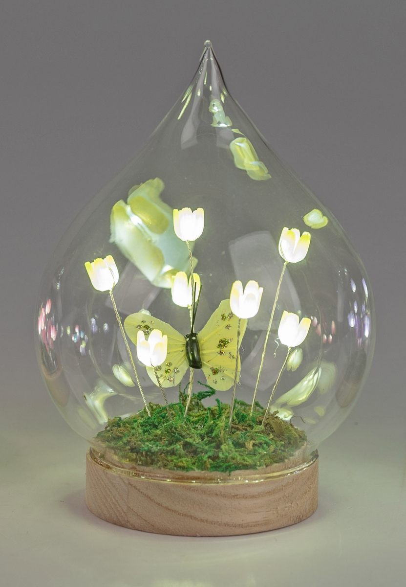 Bild von Deko-Licht LED Tropfen Blumen Schmetterling gelb 14cm 17cm