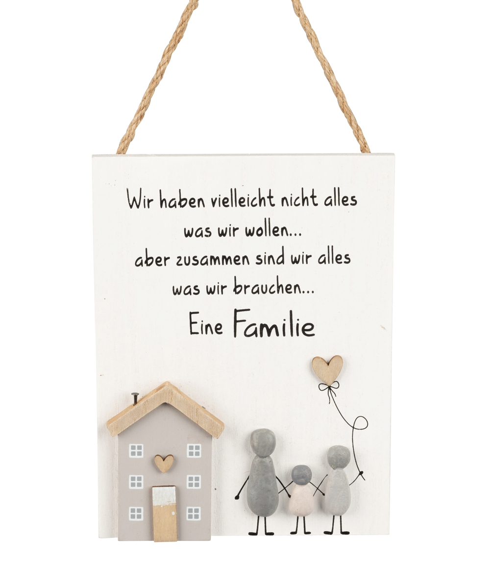 Bild von formano Hänger Holz rechteckig Familie handbemalt mit Kunststein-Figuren