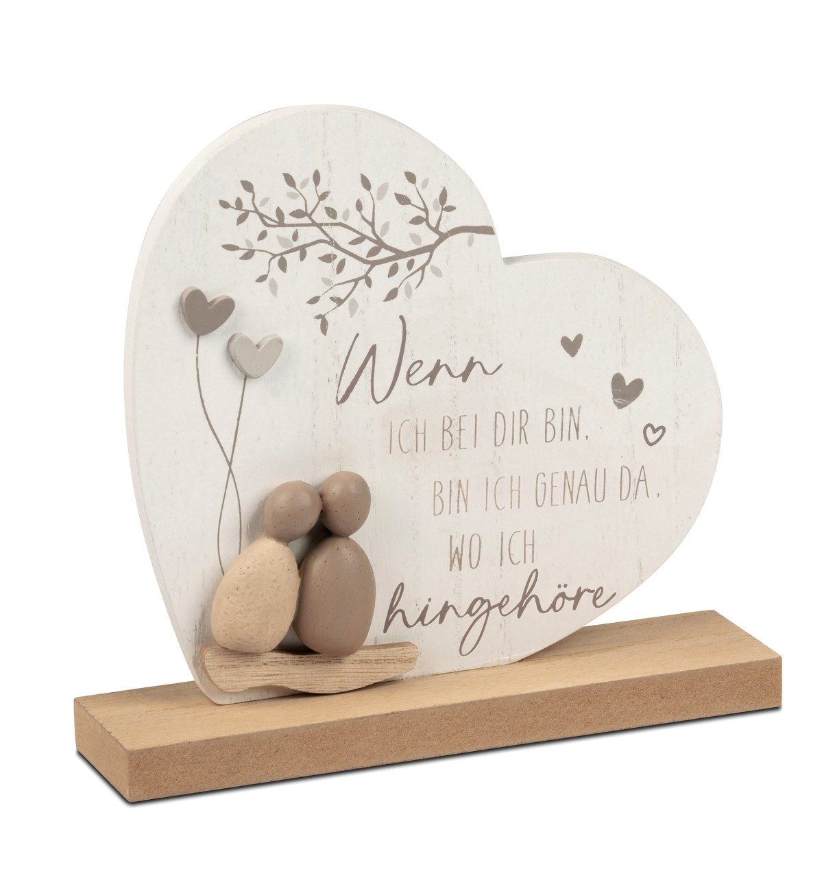 Bild von formano Dekofigur Herz stehend Holz handbemalt mit Kunststein-Figuren