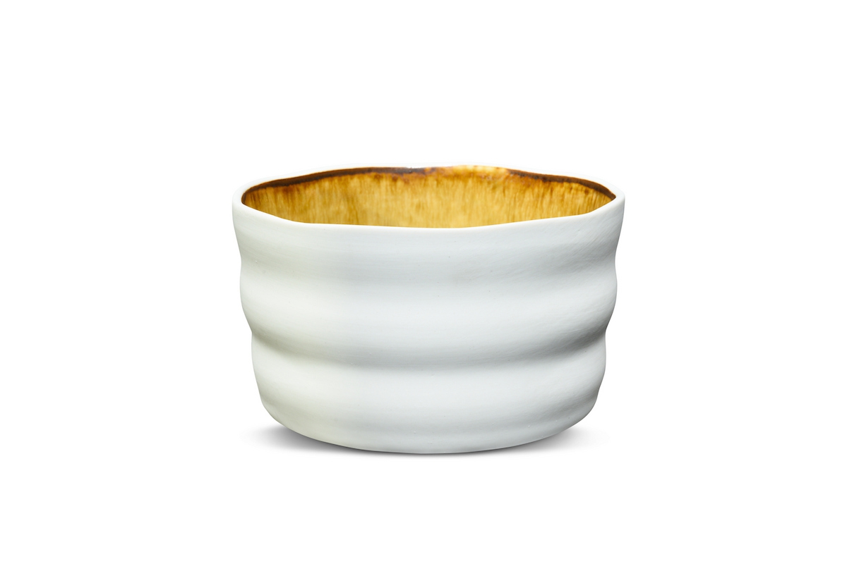 Bild von MAOCI Matchaschale Matchaset weiß innen oliv Keramik