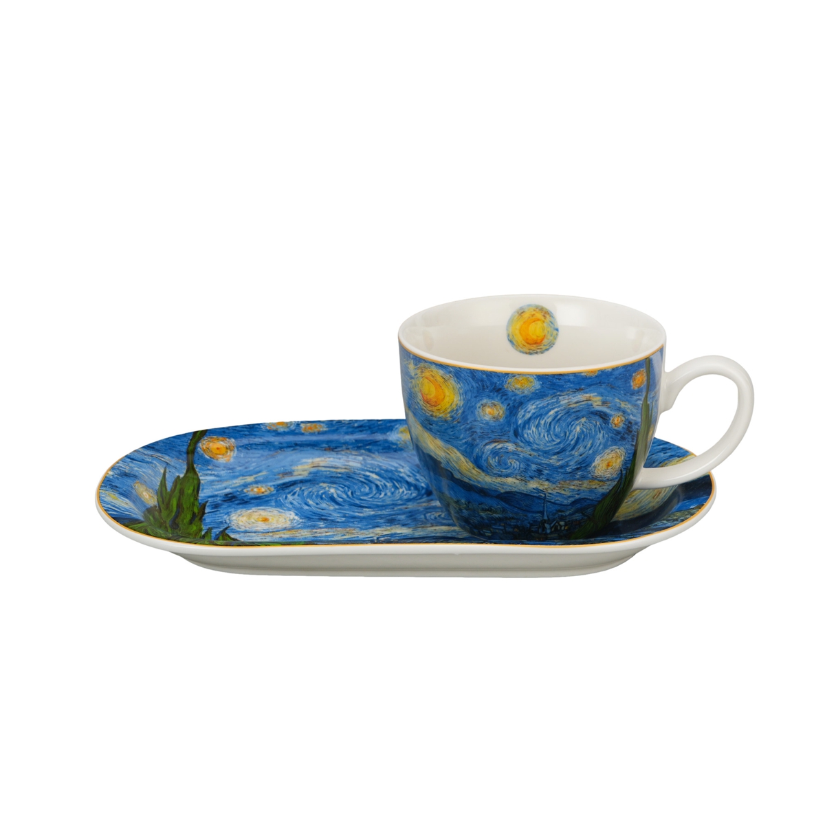 Bild von DUO Tasse Starry Night van Gogh Breakfast Set Jumbotasse und Teller Porzellan 0,45 L