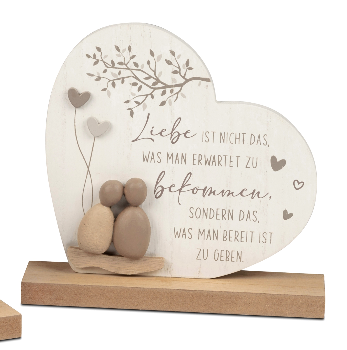 formano Dekofigur Herz stehend Liebe ist Holz handbemalt mit Kunststein-Figuren