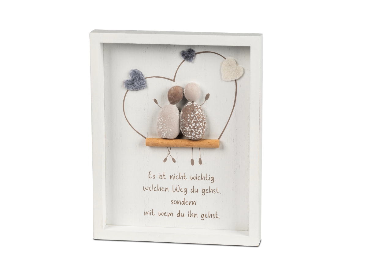 formano Wandbild mit Spruch Weg und Kunststein-Figuren