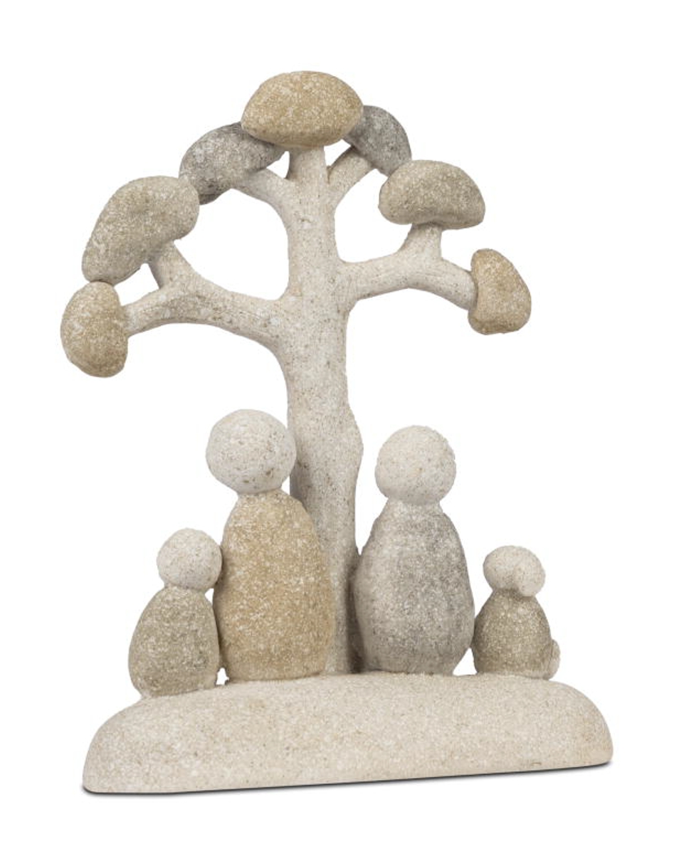 formano Dekofigur Steinmännchen Paar mit Baum Kind und Hund 