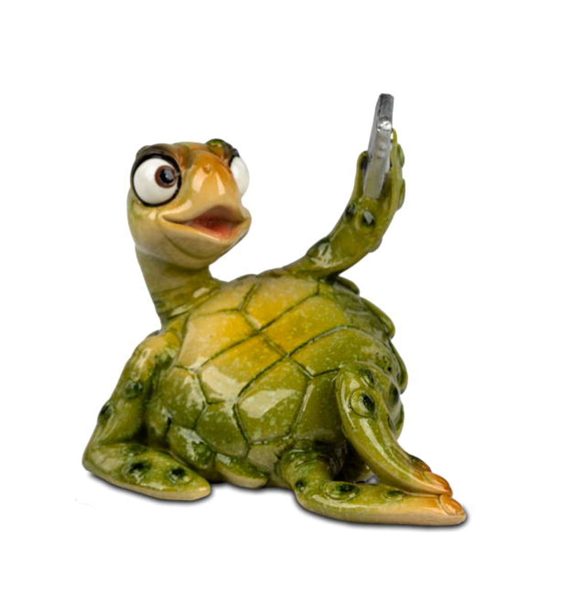 formano Dekofigur Schildkröte Harry grün mit Handy 9 cm