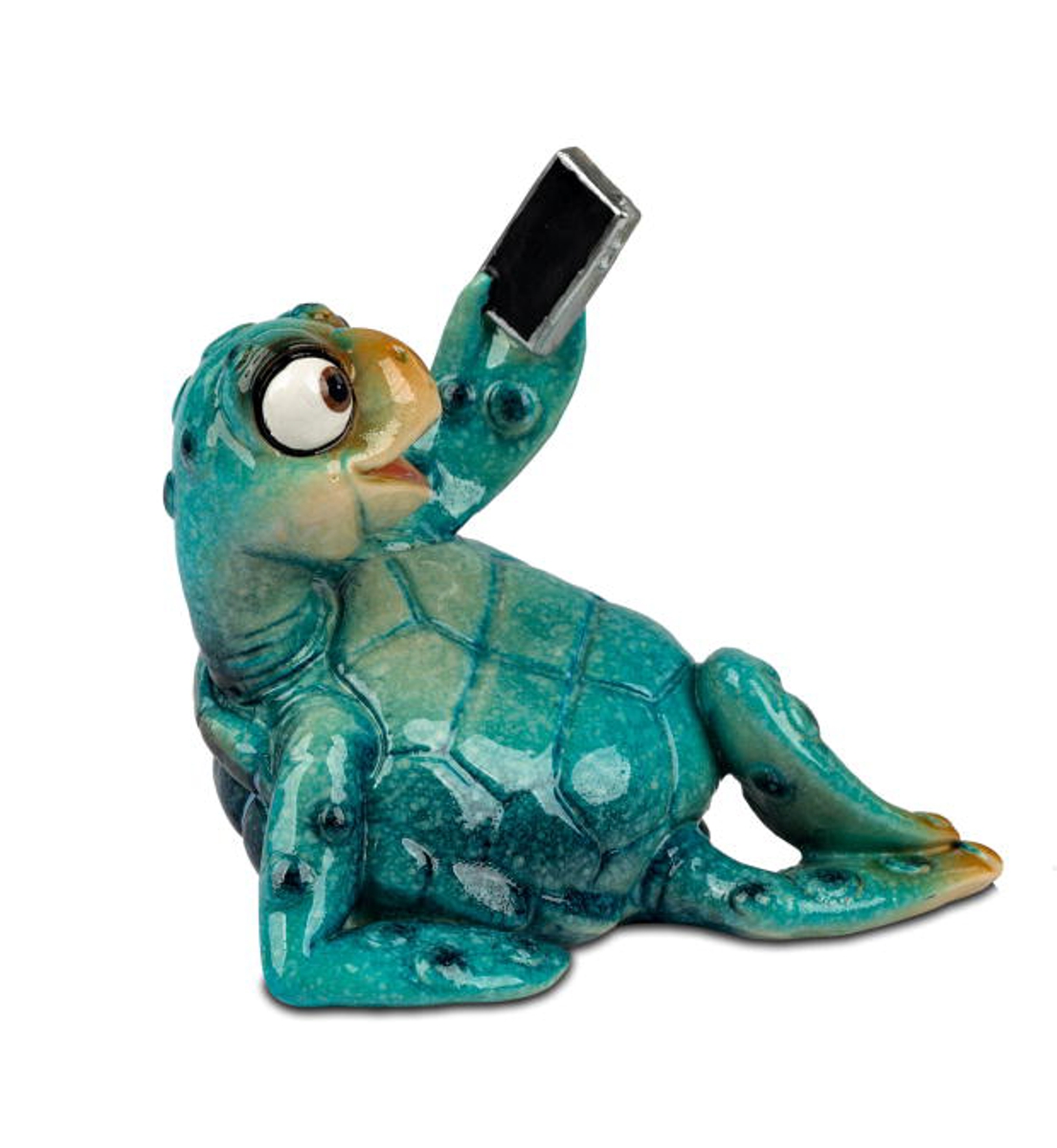 formano Dekofigur Schildkröte Harry blau mit Handy 9 cm