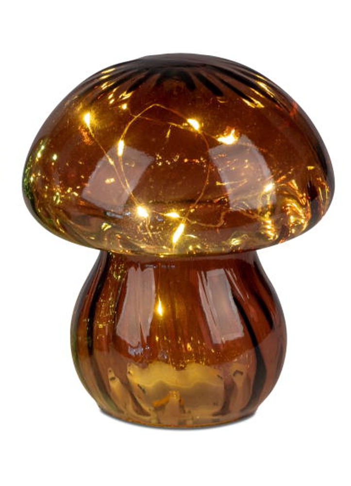 Deko-Licht LED Pilz aus Glas dunkelbraun