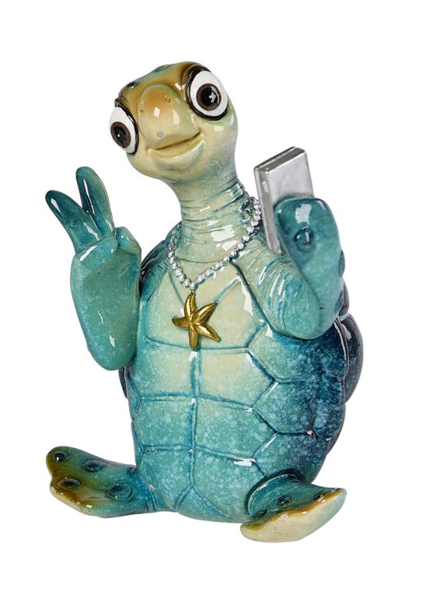 formano Dekofigur Schildkröte Harry blau Selfie 11 cm