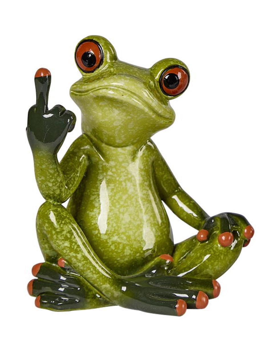 formano Dekofigur Frosch sitzend mit Stinkefinger