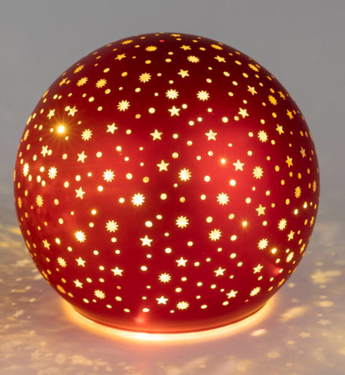 Deko-Licht Kugel drehend LED Sterne rot gold matt 15 cm