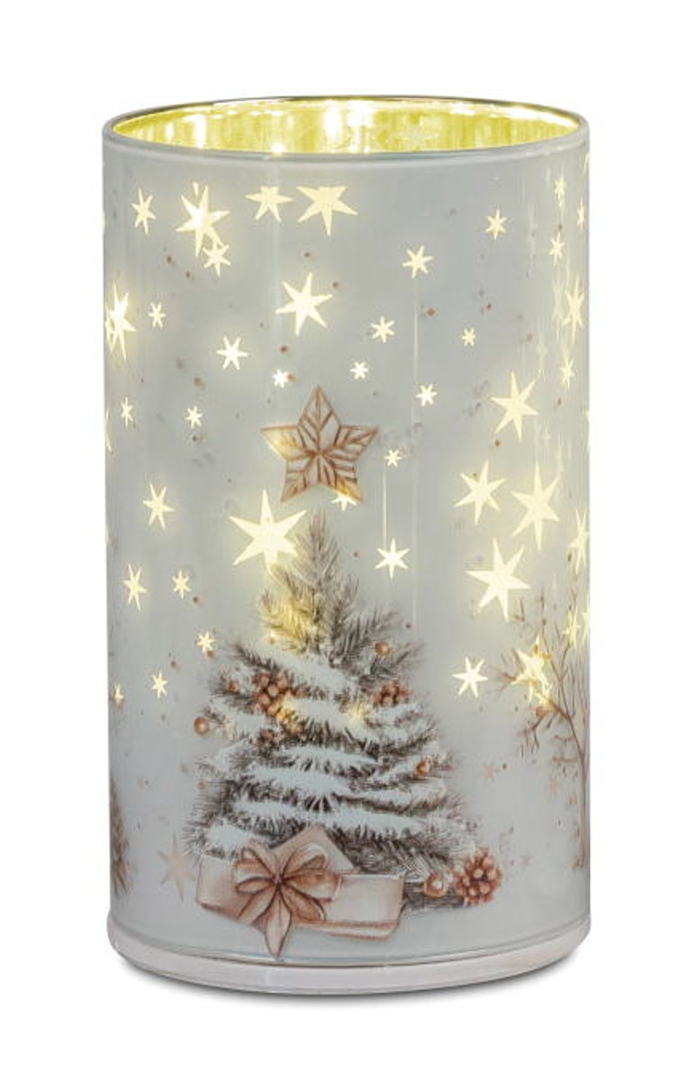 Deko-Licht drehend Tannenbaum creme gold LED 15 cm